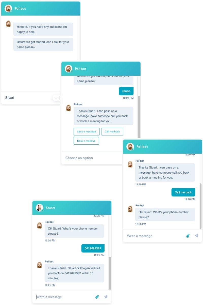 Automated chat bot chatflow